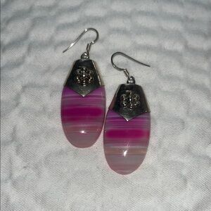 Elegant Pink Agate and Silver Earrings